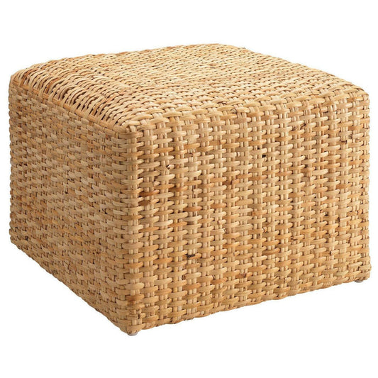 Jamie Young Cottage Beach Decor Natural Rattan Avery Square Ottoman