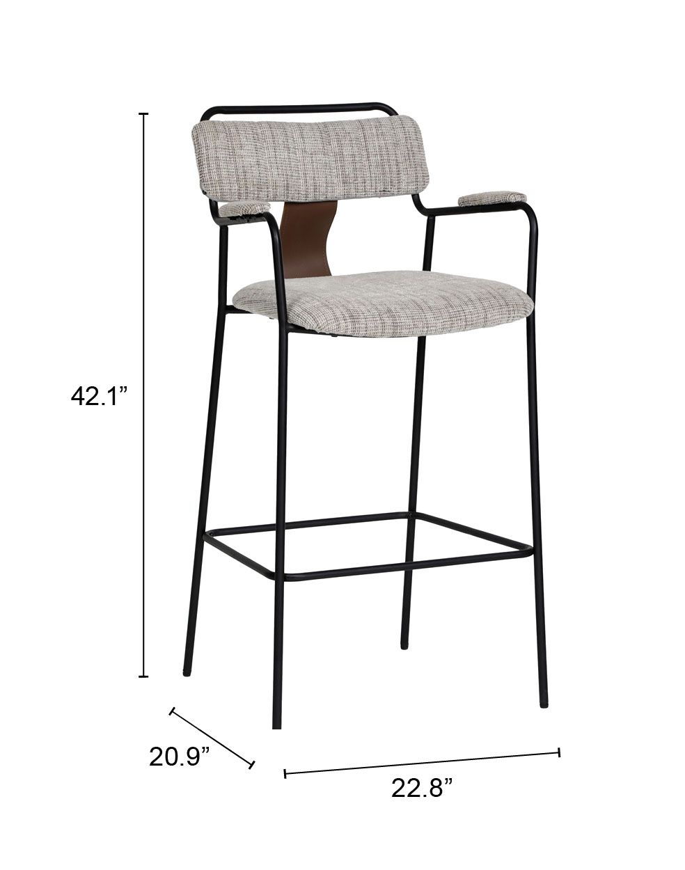 Zuo Modern Couva Chenille Fabric Barstool 2PC