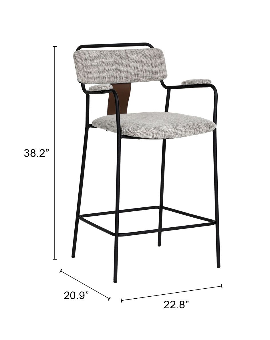 Zuo Modern Couva Chenille Fabric Counter Stool 2PC