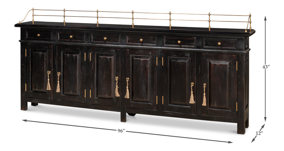 Covent Gardens Sideboard Ebony-Sideboards-Sarreid-LOOMLAN