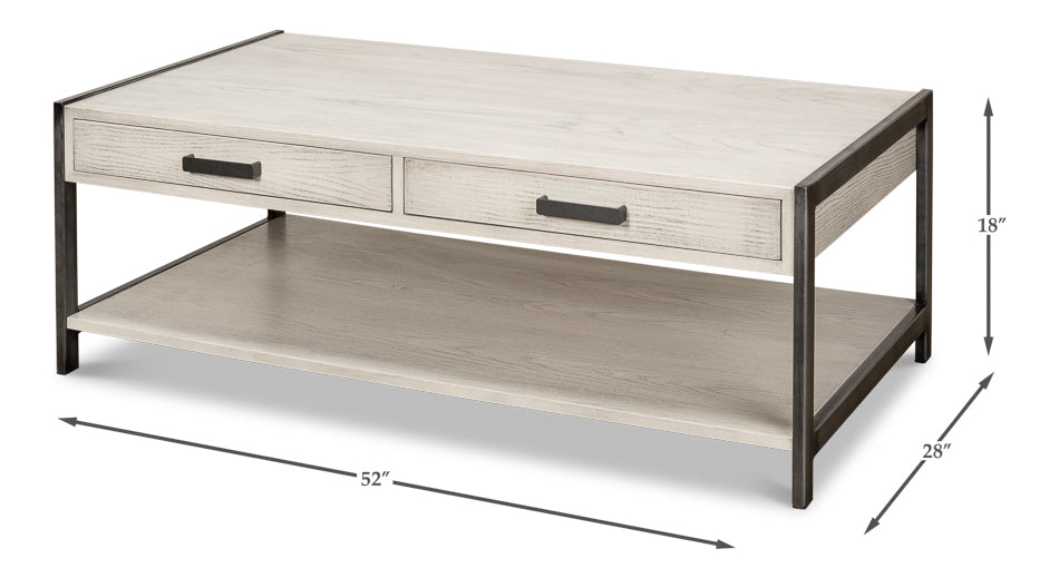 Covet Cocktail Coffee Table With Drawers and Storage Shelf-Coffee Tables-Sarreid-LOOMLAN