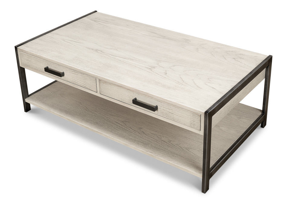 Covet Cocktail Coffee Table With Drawers and Storage Shelf-Coffee Tables-Sarreid-LOOMLAN