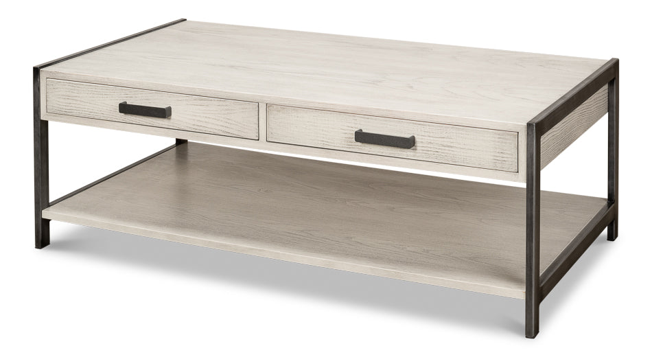 Covet Cocktail Coffee Table With Drawers and Storage Shelf-Coffee Tables-Sarreid-LOOMLAN