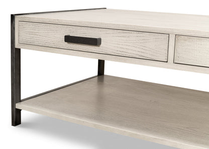 Covet Cocktail Coffee Table With Drawers and Storage Shelf-Coffee Tables-Sarreid-LOOMLAN