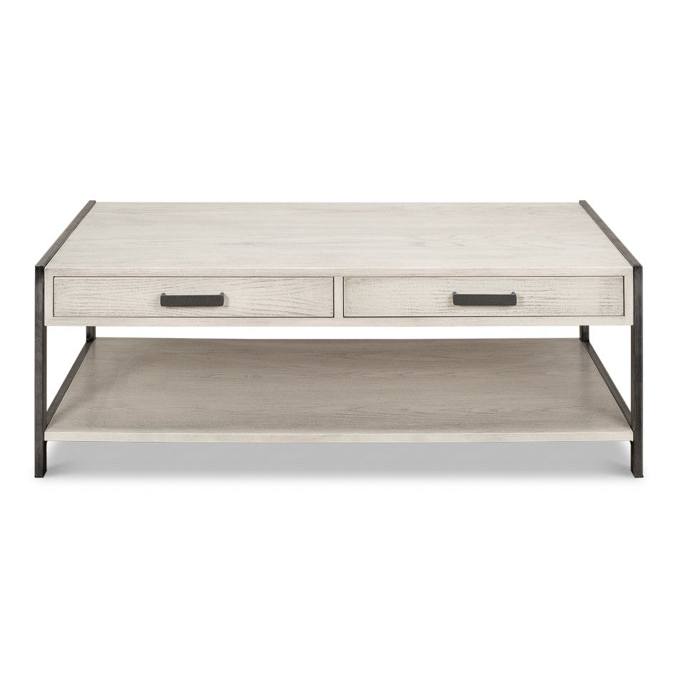 Covet Cocktail Coffee Table With Drawers and Storage Shelf-Coffee Tables-Sarreid-LOOMLAN