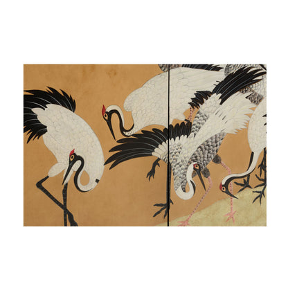 Chelsea House Crane Hand Painted Mural Design Black Sideboard