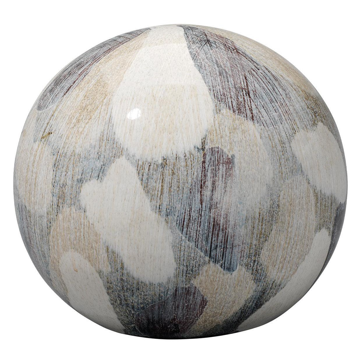 Cream Ceramic Painted Sphere Coastal Decor - Large Statues & Sculptures Sideboards and Things By Jamie Young