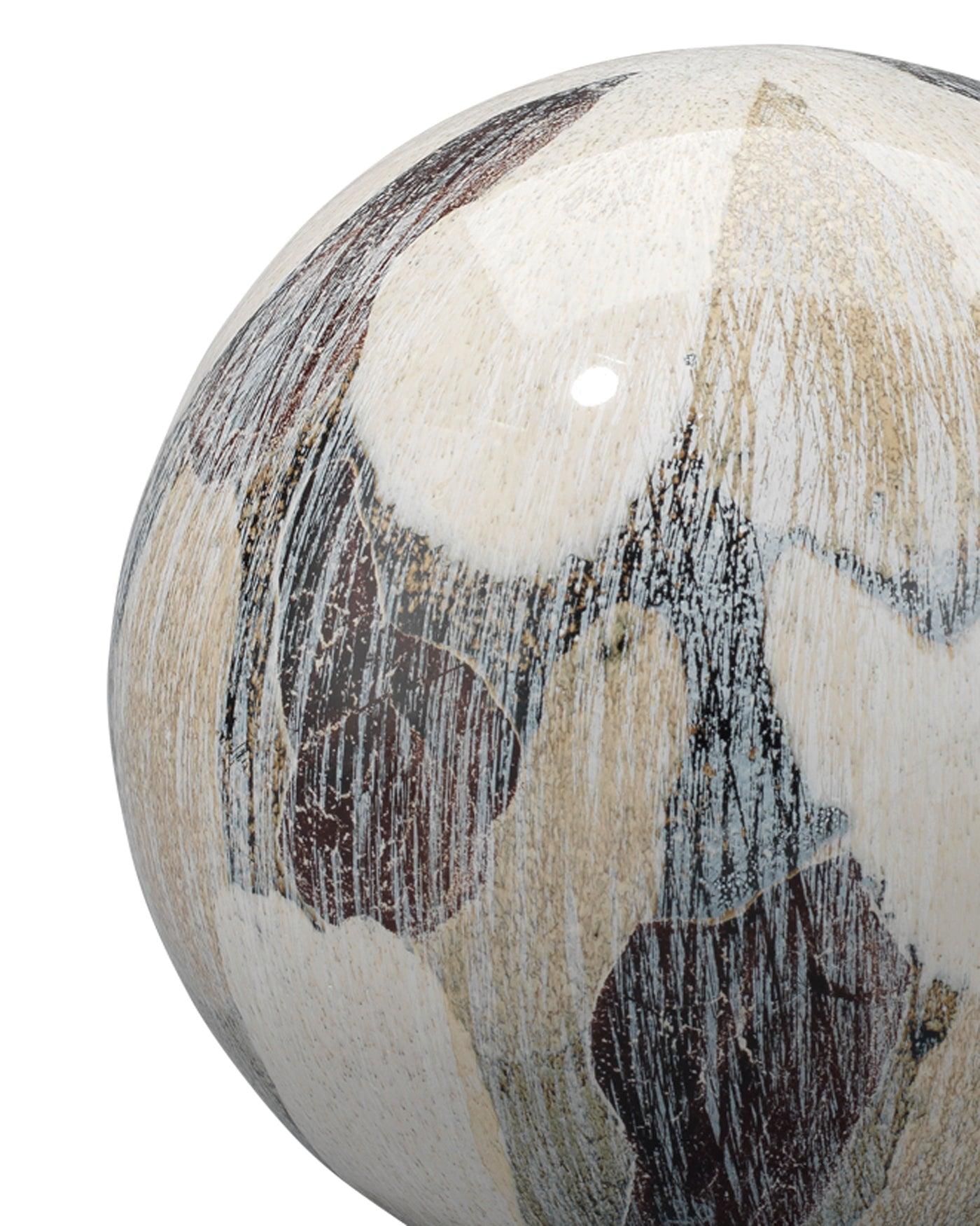 Cream Ceramic Painted Sphere Coastal Decor - Small Statues & Sculptures Sideboards and Things By Jamie Young