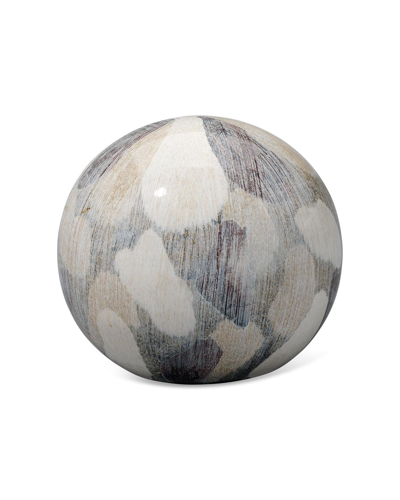 Cream Ceramic Painted Sphere Coastal Decor - Small Statues & Sculptures Sideboards and Things By Jamie Young