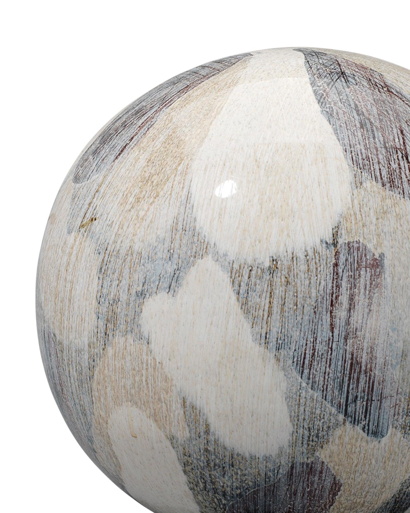 Cream Ceramic Painted Sphere Coastal Decor - Small Statues & Sculptures Sideboards and Things By Jamie Young