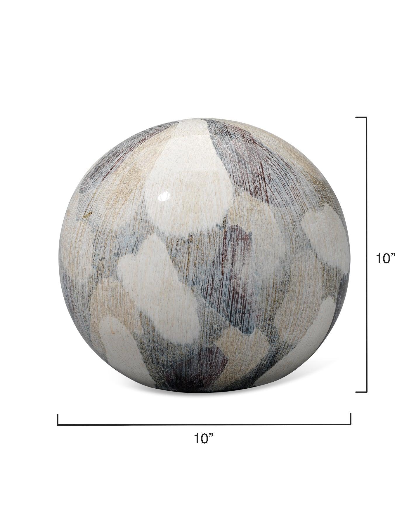 Cream Ceramic Painted Sphere Coastal Decor - Small Statues & Sculptures Sideboards and Things By Jamie Young