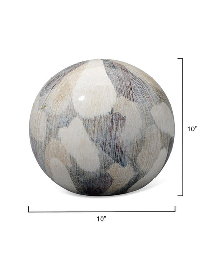 Cream Ceramic Painted Sphere Coastal Decor - Small Statues & Sculptures Sideboards and Things By Jamie Young