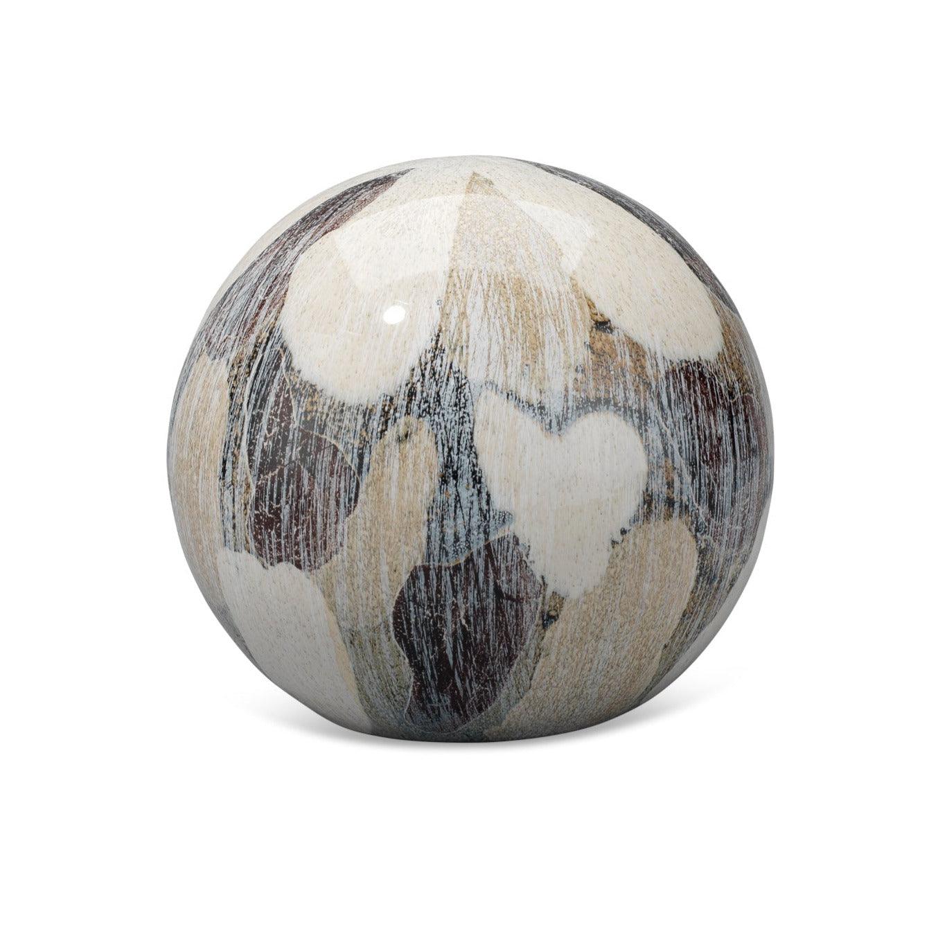 Cream Ceramic Painted Sphere Coastal Decor - Small Statues & Sculptures Sideboards and Things By Jamie Young