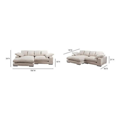 Cream Corduroy Reversible Sectional Chaise-Modular Sofas-Moe's Home-LOOMLAN