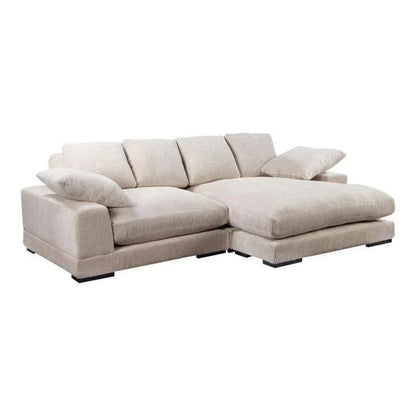 Cream Corduroy Reversible Sectional Chaise-Modular Sofas-Moe's Home-LOOMLAN
