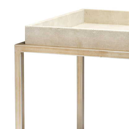 Cream Leather Jax Square Mid Century Modern Side Table Side Tables Sideboards and Things By Jamie Young