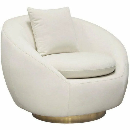 Cream Velvet Swivel Accent Chair Gold Accent Band Club Chairs Sideboards and Things  By Diamond Sofa