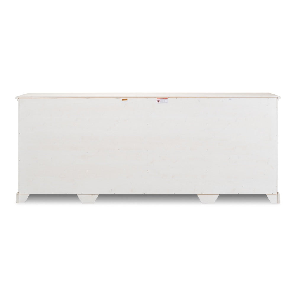 Crested Wall Cabinet Antiqued White Sideboard-Sideboards-Sarreid-LOOMLAN