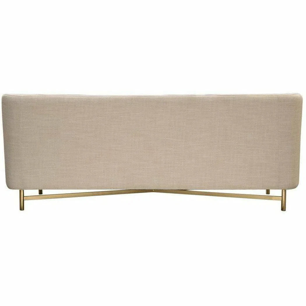 Croft Contemporary Sofa in Sand Linen Gold Criss-Cross Frame Sofas & Loveseats Sideboards and Things  By Diamond Sofa
