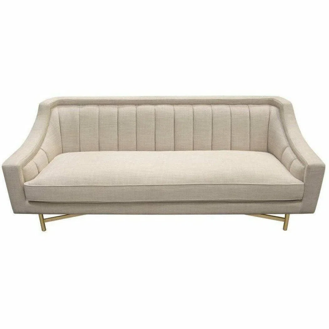 Croft Contemporary Sofa in Sand Linen Gold Criss-Cross Frame Sofas & Loveseats Sideboards and Things  By Diamond Sofa