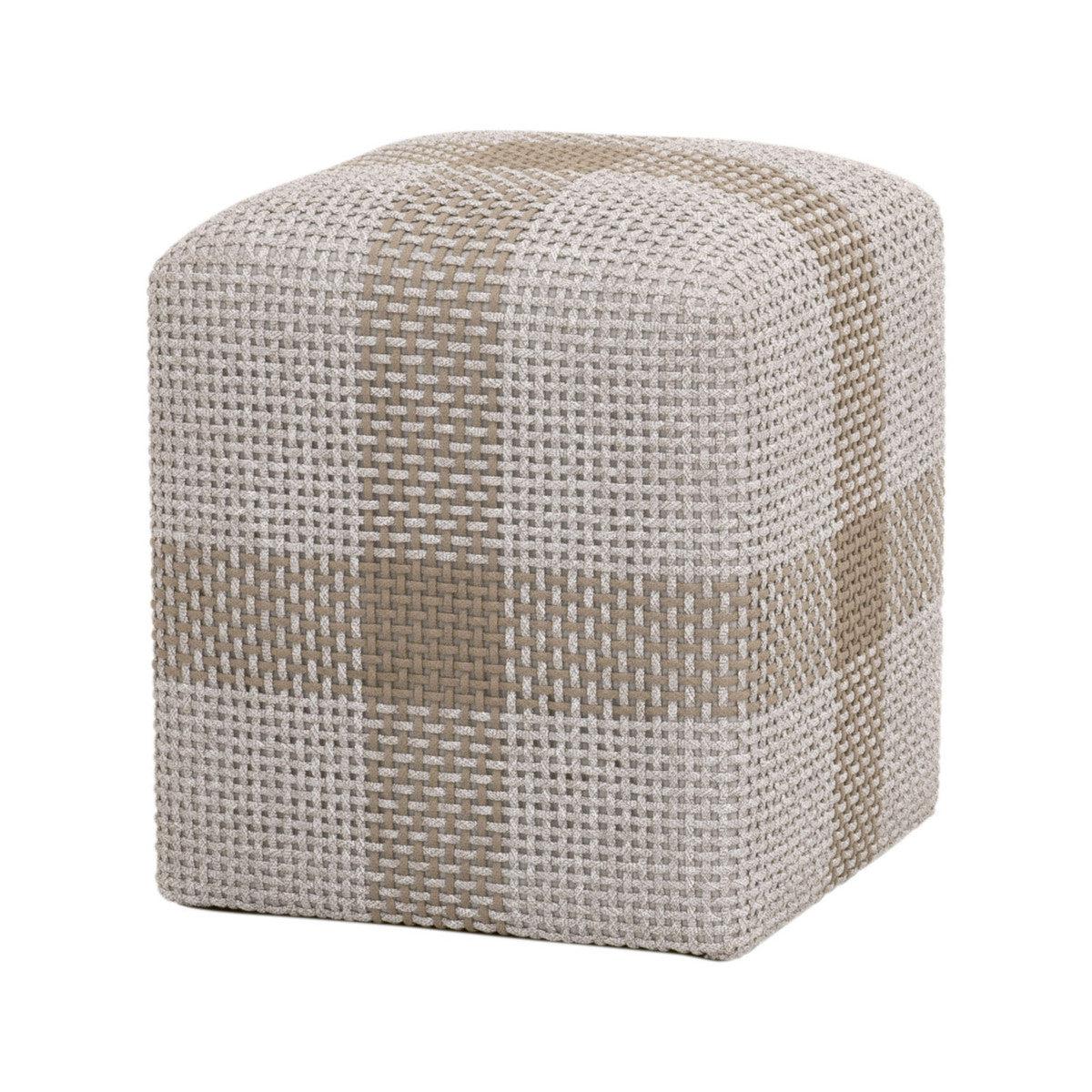 Cross Accent Cube Taupe Stripe-Ottomans-Essentials For Living-Sideboards and Things