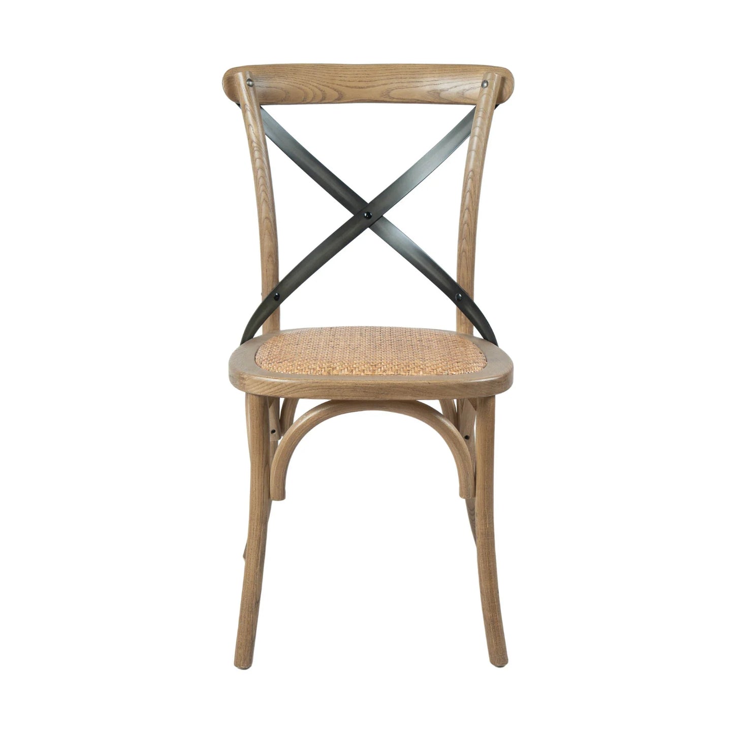 LH Home Cross Back Dining Chair With Rattan Seat 2PC