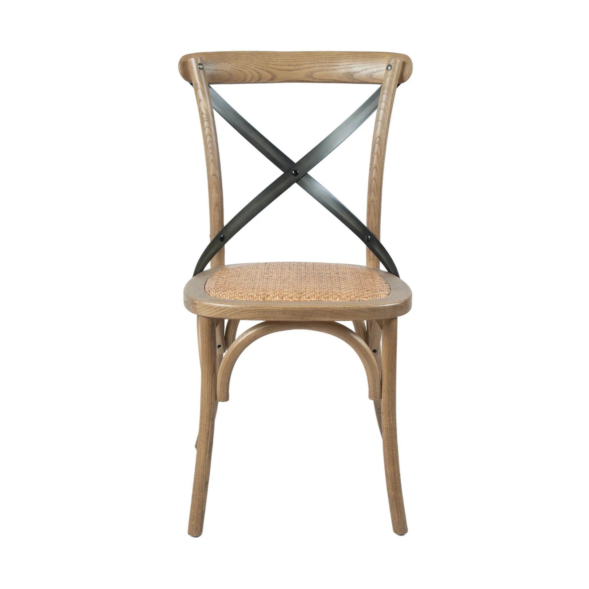 LH Home Cross Back Dining Chair With Rattan Seat 2PC