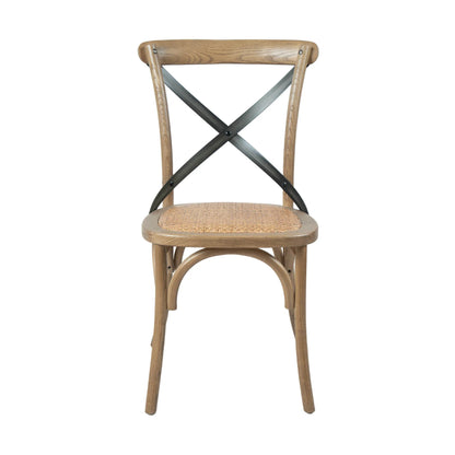 LH Home Cross Back Dining Chair With Rattan Seat 2PC