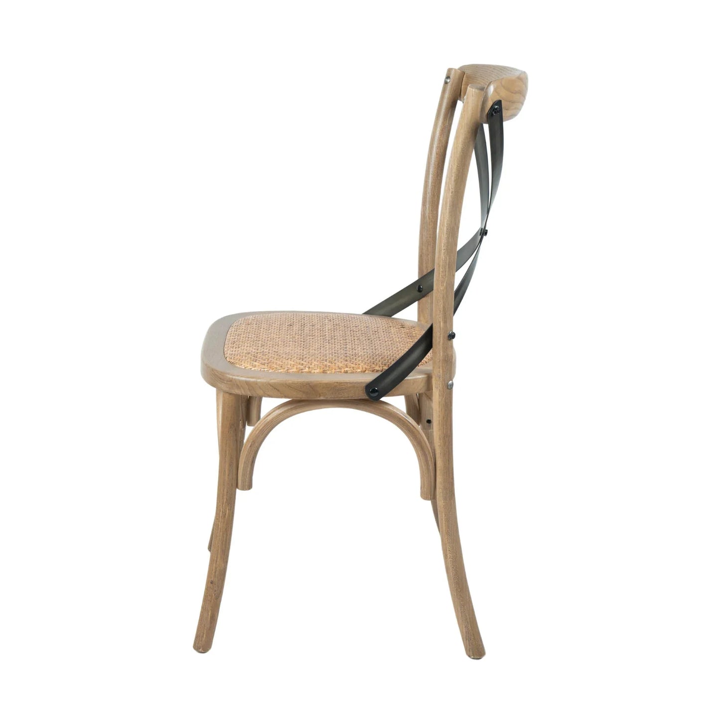 LH Home Cross Back Dining Chair With Rattan Seat 2PC