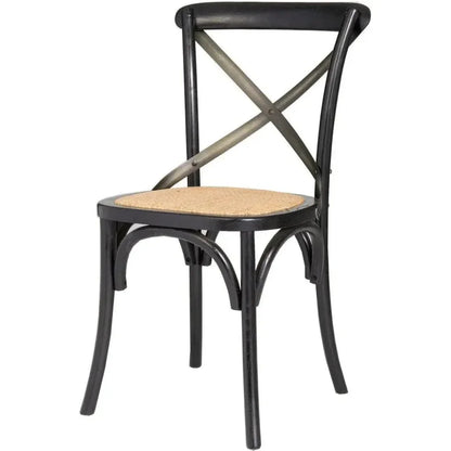 LH Home Cross Back Dining Chair With Rattan Seat 2PC
