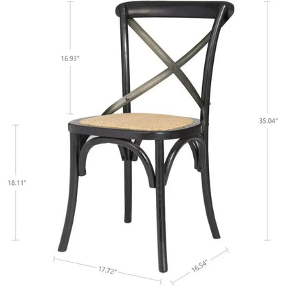 LH Home Cross Back Dining Chair With Rattan Seat 2PC