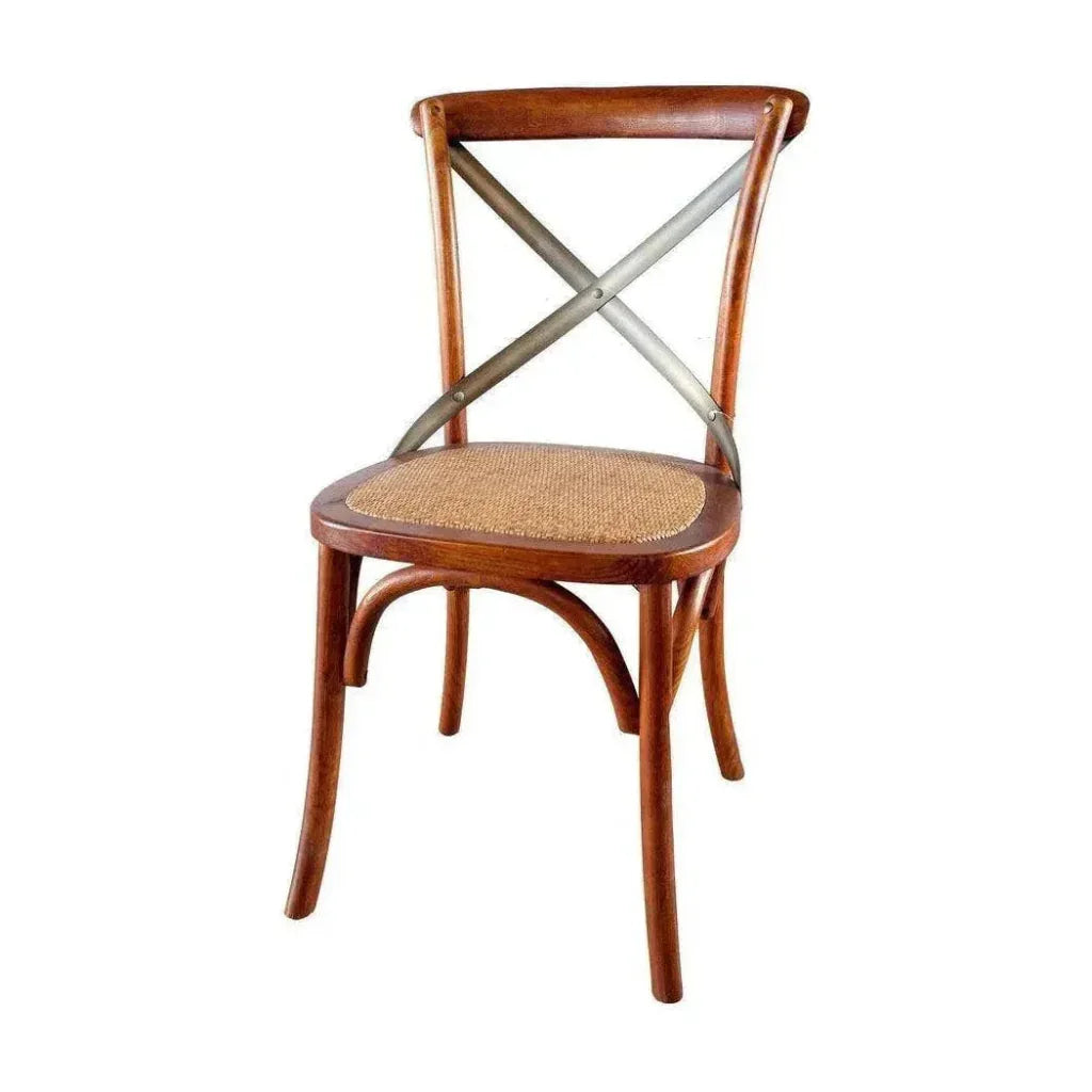 LH Home Cross Back Dining Chair With Rattan Seat 2PC