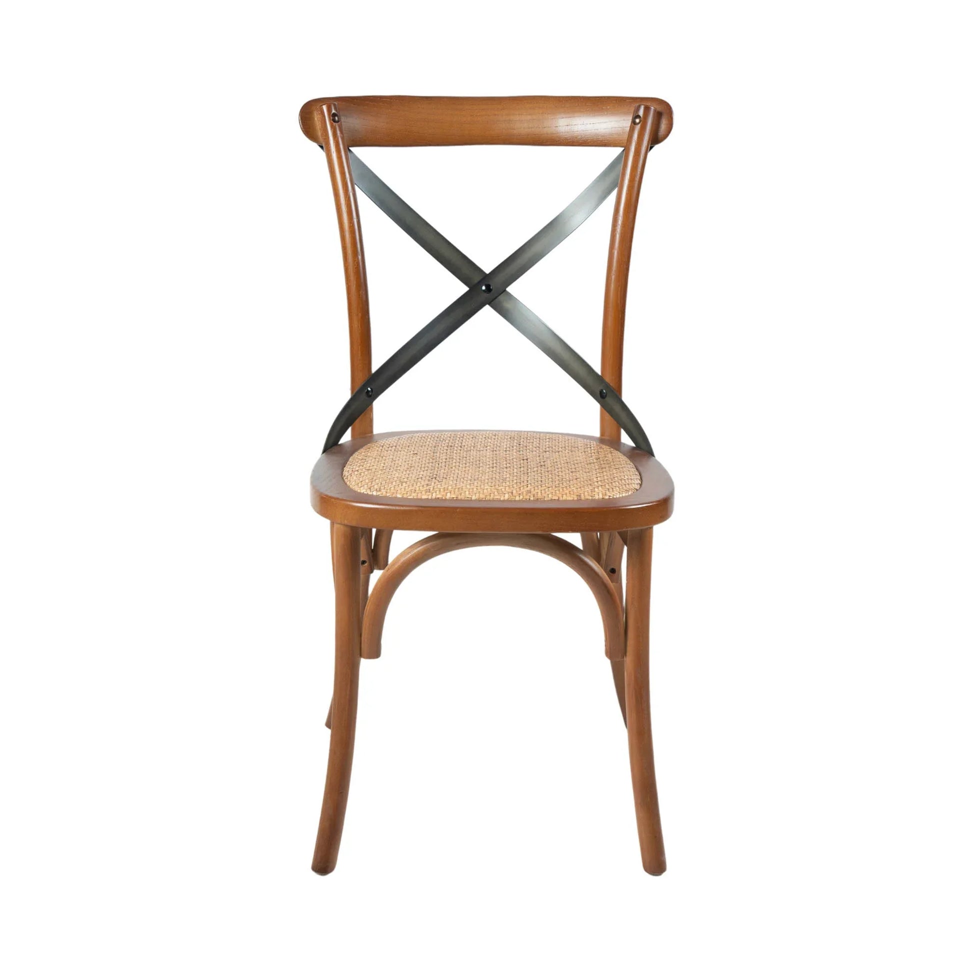 LH Home Cross Back Dining Chair With Rattan Seat 2PC