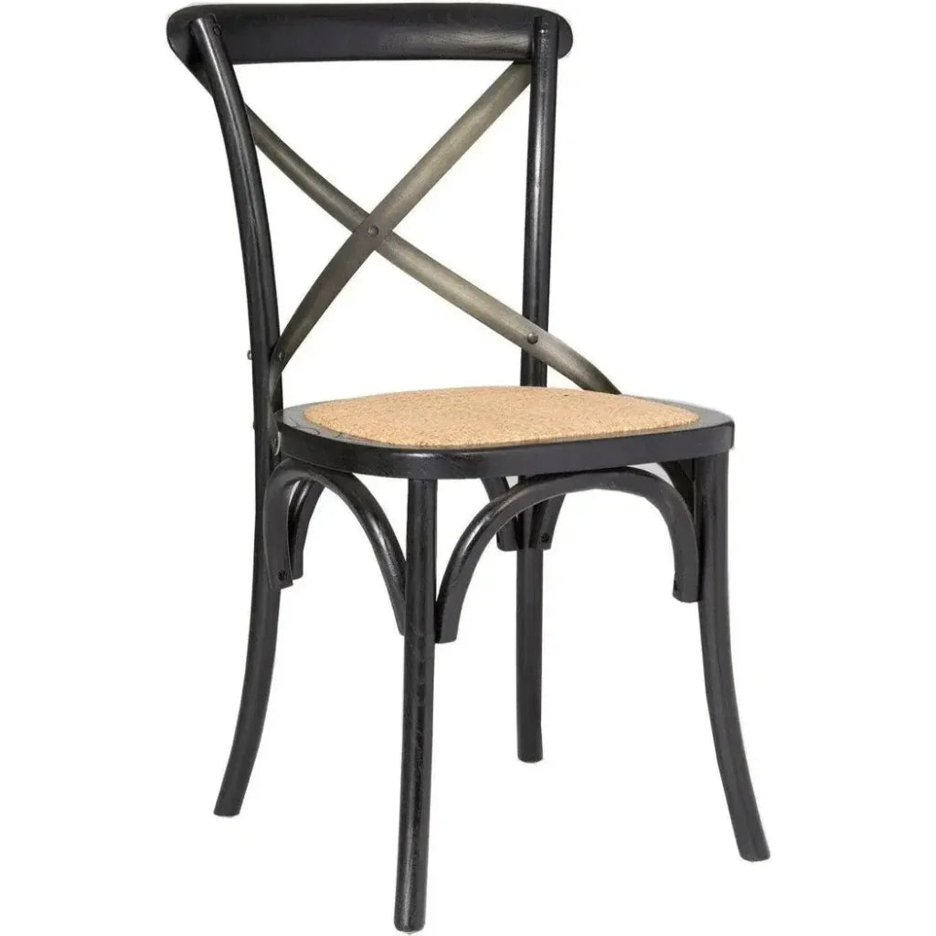 LH Home Cross Back Dining Chair With Rattan Seat 2PC