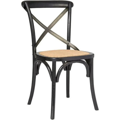 LH Home Cross Back Dining Chair With Rattan Seat 2PC
