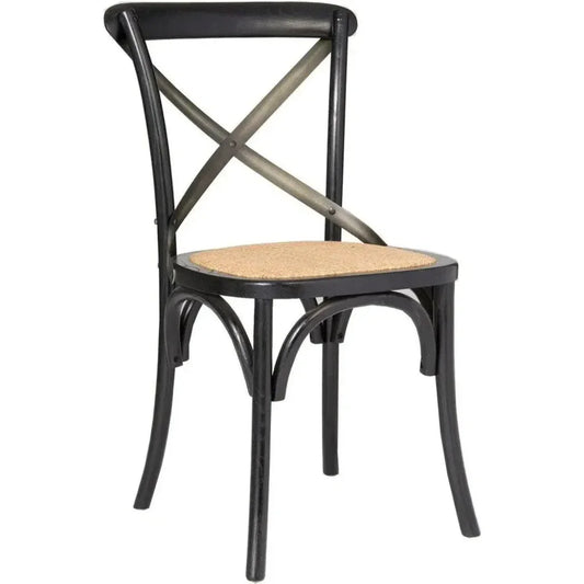 LH Home Cross Back Dining Chair With Rattan Seat 2PC