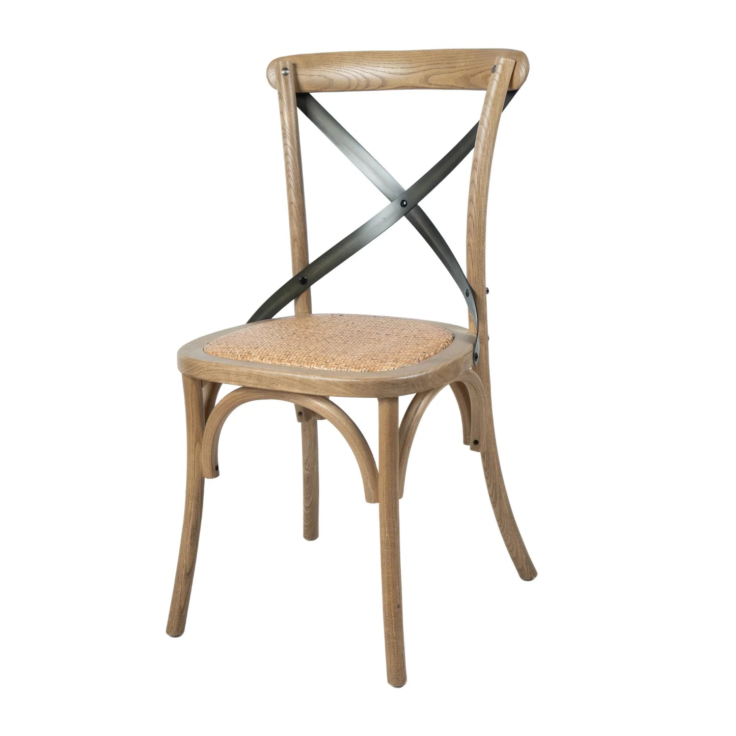 LH Home Cross Back Dining Chair With Rattan Seat 2PC