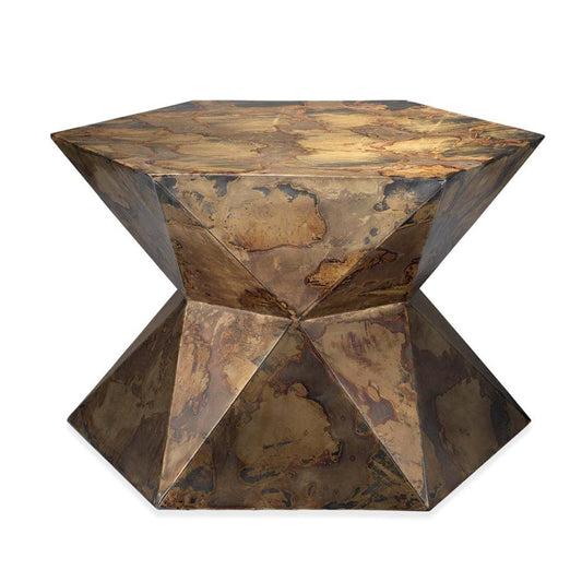 Crown Large Patina Metal Mid Century Modern Side Table Side Tables Sideboards and Things By Jamie Young