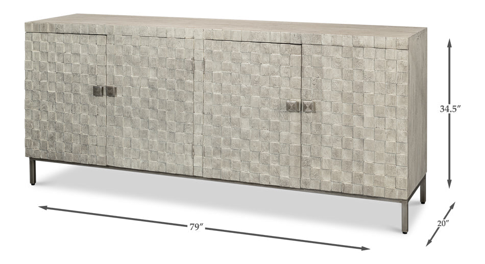 Cubist Four Door Sideboard Buffet for Dining Room-Sideboards-Sarreid-LOOMLAN