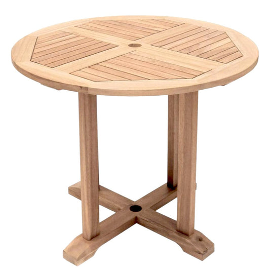 Curtis 35.5-inch Round Teak Outdoor Dining Table with Umbrella Hole-Outdoor Dining Tables-HiTeak-Sideboards and Things