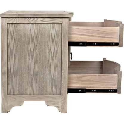 Noir Curved Front Wood Rectangle Side Table