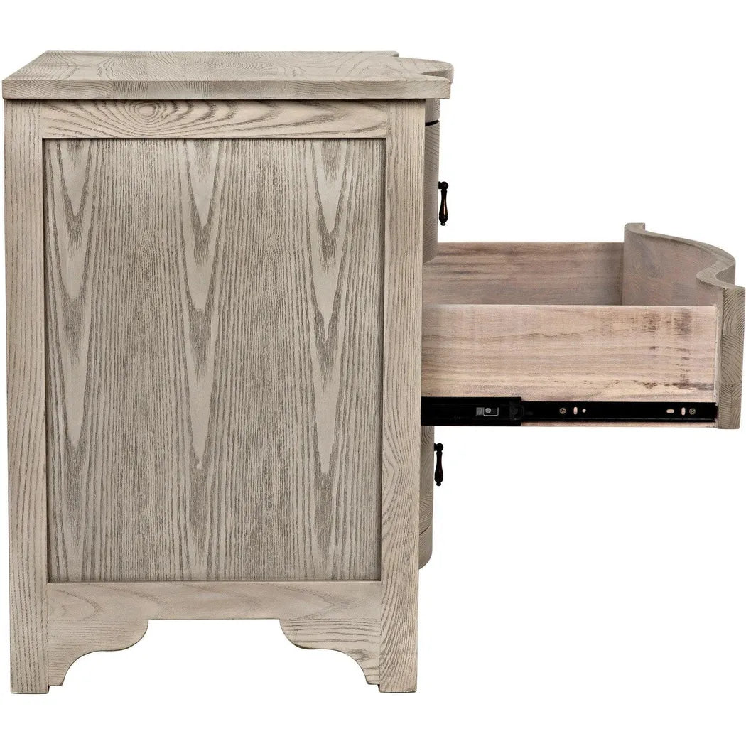 Noir Curved Front Wood Rectangle Side Table