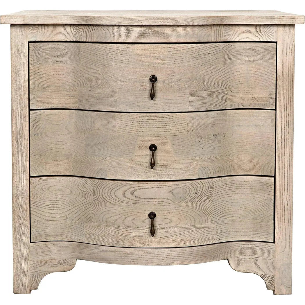 Noir Curved Front Wood Rectangle Side Table