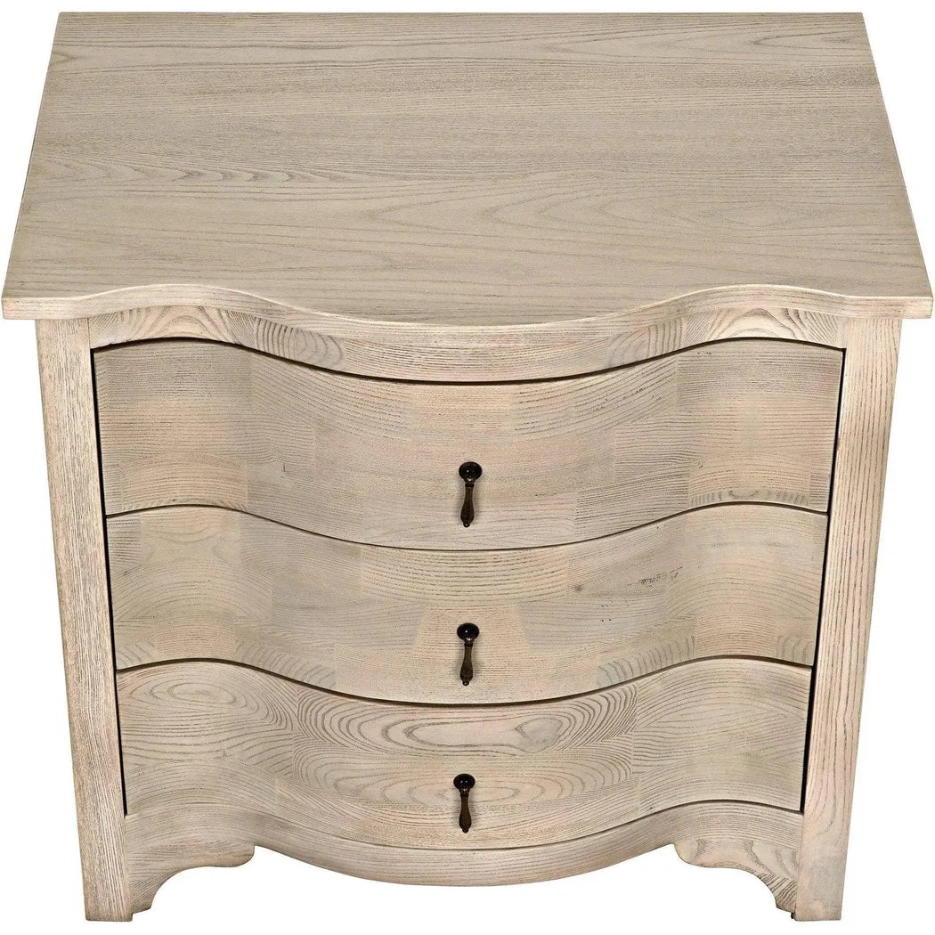 Noir Curved Front Wood Rectangle Side Table