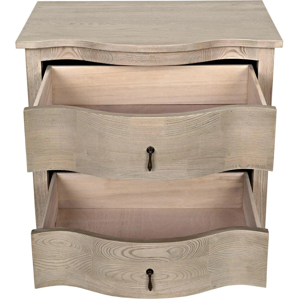 Noir Curved Front Wood Rectangle Side Table