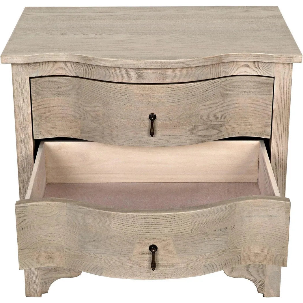 Noir Curved Front Wood Rectangle Side Table