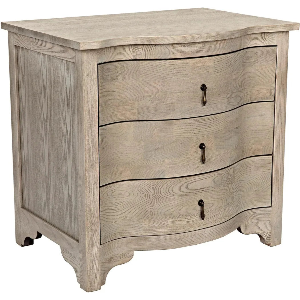 Noir Curved Front Wood Rectangle Side Table