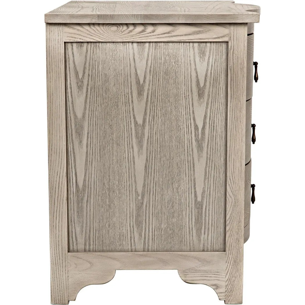Noir Curved Front Wood Rectangle Side Table