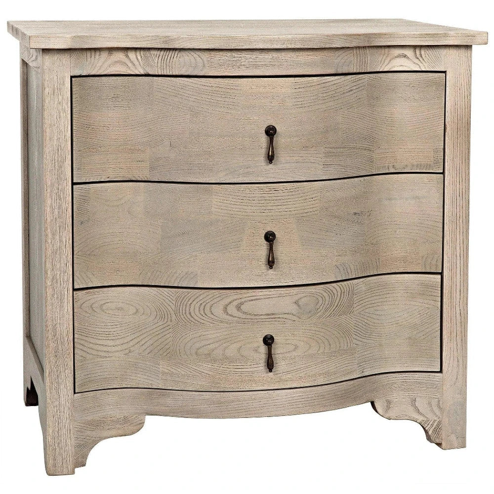 Noir Curved Front Wood Rectangle Side Table