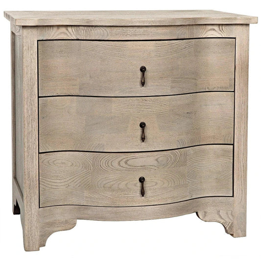 Noir Curved Front Wood Rectangle Side Table